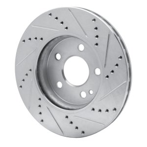 Mercedes-Benz B200 Brake Rotor (1) - Front Left - R1 Concepts - Drilled & Slotted - Silver - `06-`11